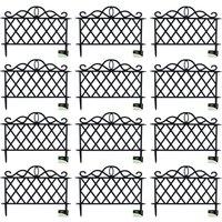 Samuel Alexander Pack of 12 27cm Black Plastic Garden Patio Lawn Border Fence Edging