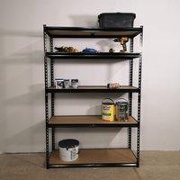 Samuel Alexander 1.22m x 1.83m 5 Tier Heavy Duty Metal Shelving Storage Racking Unit in Black