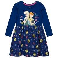 Disney Girl's Anna & Elsa Long Sleeve Dress in Navy | Size: 18-24 m