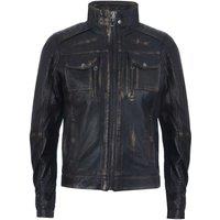 Infinity Leather Men's Leather Biker Distressed Motorcycle Jacket in Black | Size: XS