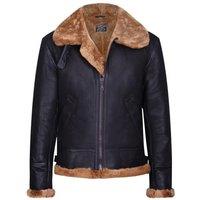 Infinity Leather Men's Pilot B3 Flying Shearling Sheepskin WWII Bomber Aviator Jacket in Brown | Size: 5XL
