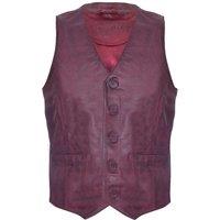Infinity Leather Men's Tan Leather Waistcoat Formal Traditional Gilet Vest in Burgundy | Size: Medium