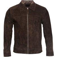 Infinity Leather Men's Retro Goat Suede Leather Biker Jacket in Brown | Size: Large