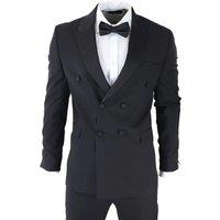 TruClothing Men's AK Collection Herringbone Tweed 3 Piece Suit in Black | Size: 38R