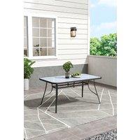 Tempered Glass Wood Grain Garden Dining Table