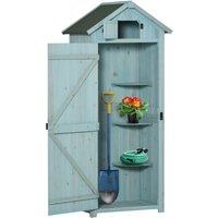 OUTSUNNY Wooden Garden Storage Shed Tool Storage Box, 77 x 54 x 179 cm in Blue