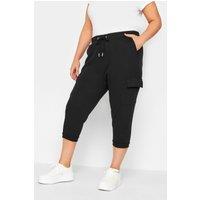 Yours Women's Cropped Joggers in Black | Size: 26-28