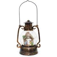Shatchi 30CM Large Christmas Musical LED Water Filled Swirling Glitter Lantern Light Nativity Decoration in Brown