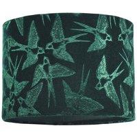 Happy Homewares Bird Decorated Soft Velvet Fabric Lamp Shade with Matching Inner Lining in Dark Green | Size: 10 inches
