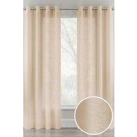 Tyrone Textiles Linen Look Sheer Voile Panel Pair with Eyelet Header - Ideal for Living Rooms & Bedrooms in Natural | Size: 140 cm width x 183 cm drop