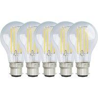 Harper Living 8 Watts GLS B22 BC Bayonet LED Light Bulb Clear Warm White Dimmable, Pack of 5