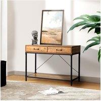 Industrial Wood Side Table with Drawers