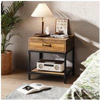 Retro Wood Bedroom Nightstand Bedside Table