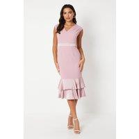 Satin Back Crepe Dress With Peplum