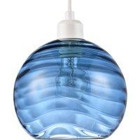 Happy Homewares Modern Designer Circular Ribbed Glass Non Electric Pendant Lamp Shade in Midnight