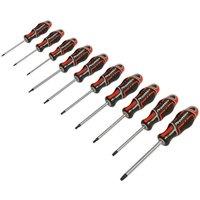 Loops 10 PACK Premium Soft Grip Screwdriver Set - TRX Star Security Various Sizes RED
