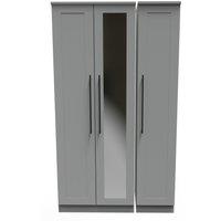 Ready Assembled 2 U Howard Tall Triple Mirror Wardrobe (Ready Assembled) in Dark Grey