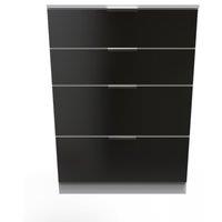 Ready Assembled 2 U Poole 4 Drawer Deep Chest (Ready Assembled) in Black