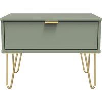 Ready Assembled 2 U Chevron 1 Drawer Side Table (Ready Assembled) in Pale Green