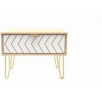 Ready Assembled 2 U Chevron 1 Drawer Side Table (Ready Assembled) in Off-White