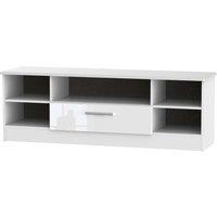 Ready Assembled 2 U Harrow Wide 1 Drawer TV & Media Unit (Ready Assembled) in White