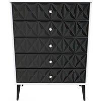 Ready Assembled 2 U Toledo 5 Drawer Chest (Ready Assembled) in True Black