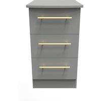 Ready Assembled 2 U Helmsley 3 Drawer Bedside Cab(Ready Assembled) in Dark Grey