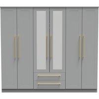Ready Assembled 2 U Helmsley Tall 6 Door 2 Drawer 2 Mirror Wardrobe (Ready Assembled) in Dark Grey