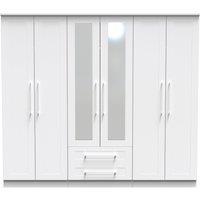 Ready Assembled 2 U Ripon Tall 6 Door 2 Drawer 2 Mirror Wardrobe (Ready Assembled) in White