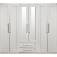 Ready Assembled 2 U Ripon Tall 6 Door 2 Drawer 2 Mirror Wardrobe (Ready Assembled) in Light Grey