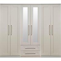 Ready Assembled 2 U Ripon Tall 6 Door 2 Drawer 2 Mirror Wardrobe (Ready Assembled) in Taupe