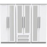 Ready Assembled 2 U Howard Tall 6 Door 2 Drawer 2 Mirror Wardrobe (Ready Assembled) in White