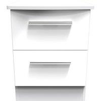 Ready Assembled 2 U Harrow 2 Drawer Bedside Cab(Ready Assembled) in White