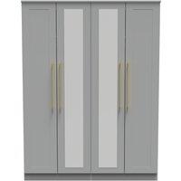 Ready Assembled 2 U Helmsley Tall 4 Door 2 Centre Mirrors (Ready Assembled) in Dark Grey