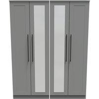Ready Assembled 2 U Howard Tall 4 Door 2 Centre Mirrors (Ready Assembled) in Dark Grey