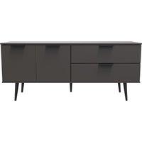 Ready Assembled 2 U Fuji 2 Drawer 2 Door Wide Sideboard (Ready Assembled) in Dark Grey