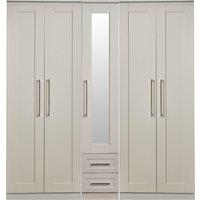 Ready Assembled 2 U Ripon Tall 5 Door 2 Drawer 1 Mirror Wardrobe (Ready Assembled) in Taupe