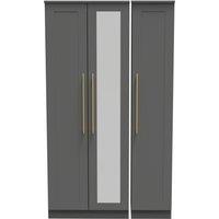 Ready Assembled 2 U Helmsley Tall Triple Mirror Wardrobe (Ready Assembled) in Dark Grey