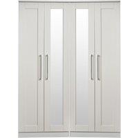 Ready Assembled 2 U Ripon Tall 4 Door 2 Centre Mirrors (Ready Assembled) in Light Grey