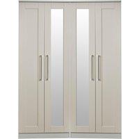 Ready Assembled 2 U Ripon Tall 4 Door 2 Centre Mirrors (Ready Assembled) in Taupe