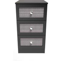 Ready Assembled 2 U Cairo 3 Drawer Bedside Cab(Ready Assembled) in Black