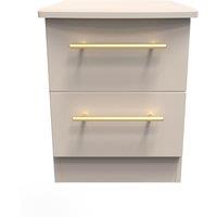 Ready Assembled 2 U Helmsley 2 Drawer Bedside Cab(Ready Assembled) in Taupe