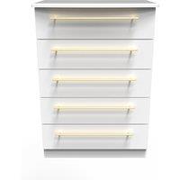 Ready Assembled 2 U Helmsley 5 Drawer Chest (Ready Assembled) in White