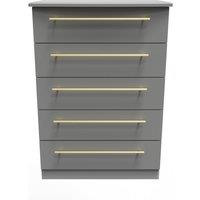 Ready Assembled 2 U Helmsley 5 Drawer Chest (Ready Assembled) in Dark Grey