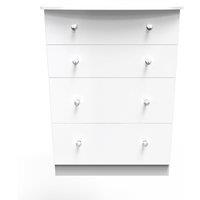 Ready Assembled 2 U Broadway 4 Drawer Deep Chest with LED lights (Ready Assembled) in White