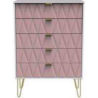 Ready Assembled 2 U Dallas 5 Drawer Chest (Ready Assembled) in Dusty Pink