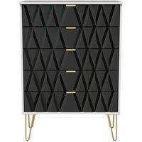 Ready Assembled 2 U Dallas 5 Drawer Chest (Ready Assembled) in Black
