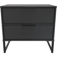 Ready Assembled 2 U Madrid 2 Drawer Bedside Cab(Ready Assembled) in Black