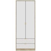 Ready Assembled 2 U Chevron 2 Door 2 Drawer Wardrobe (Ready Assembled) in Off-White