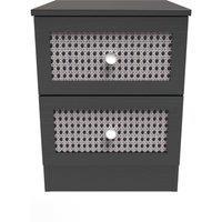 Ready Assembled 2 U Cairo 2 Drawer Bedside Cab(Ready Assembled) in Black